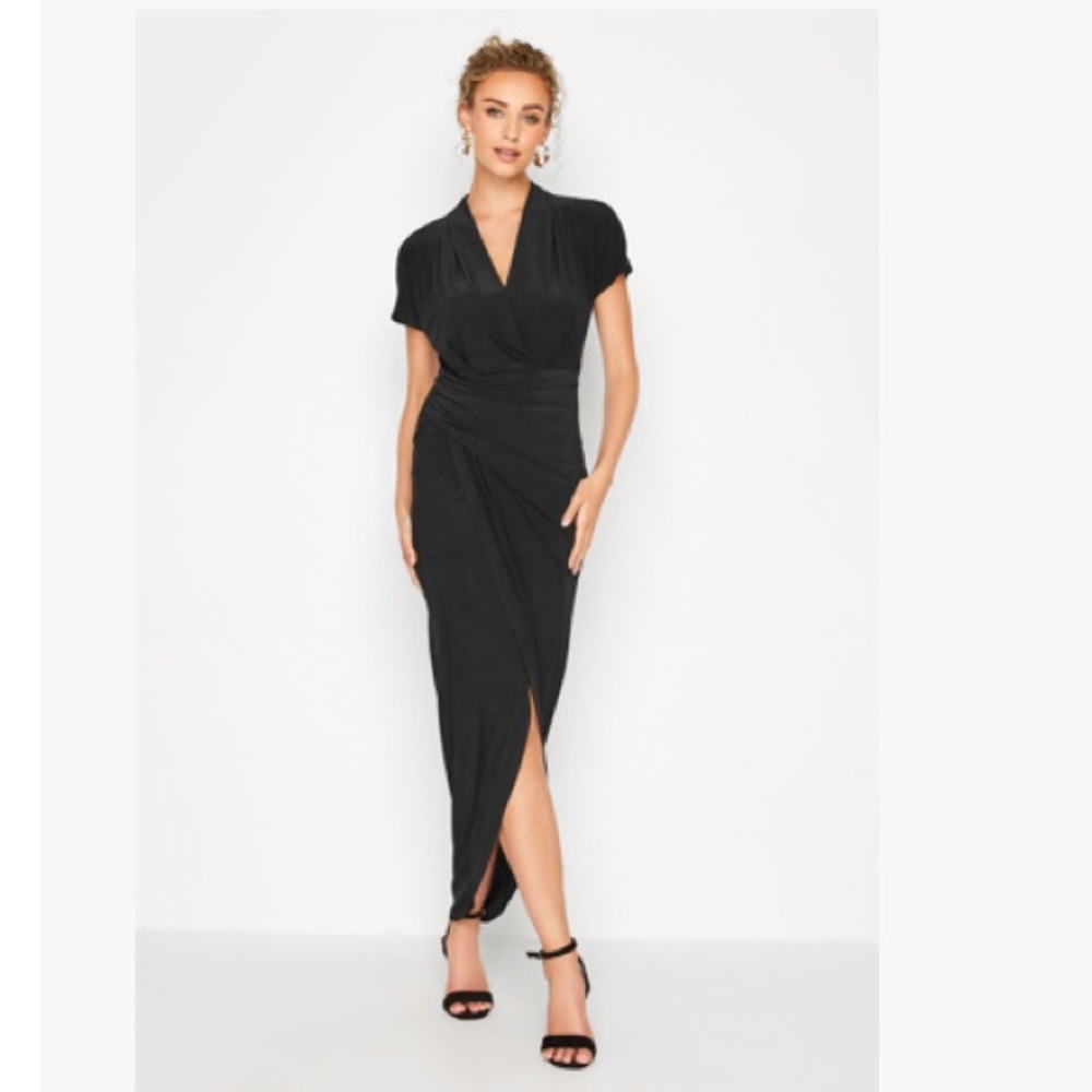 LTS Tall Black Wrap Dress